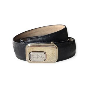 Beautiful PIERRE CARDIN Vintage Leather Belt w/Gold & Silver-Tone Buckle, 30”